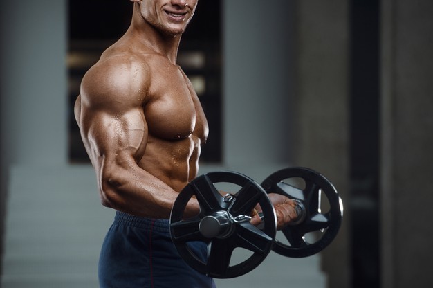caucasian power athletic man training pumping up biceps muscles 174475 2311